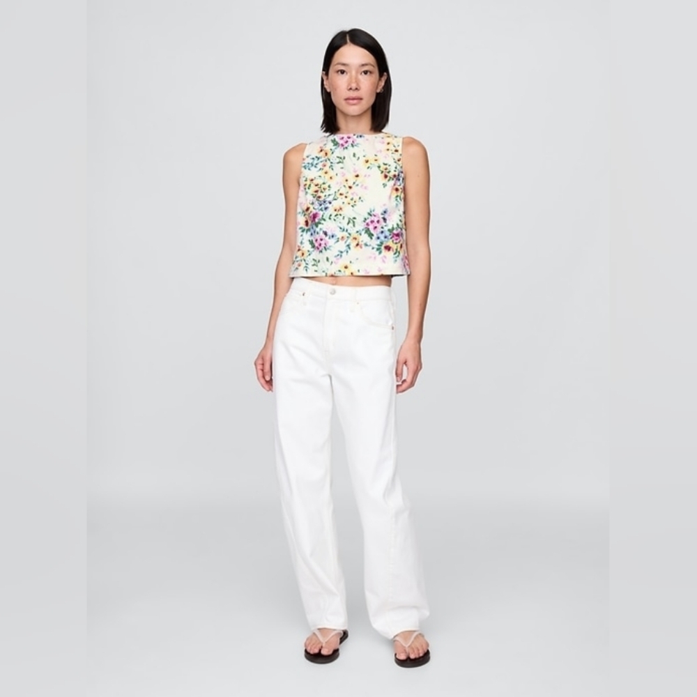 GAP denim floral crop shell tank - Picture 2 of 5